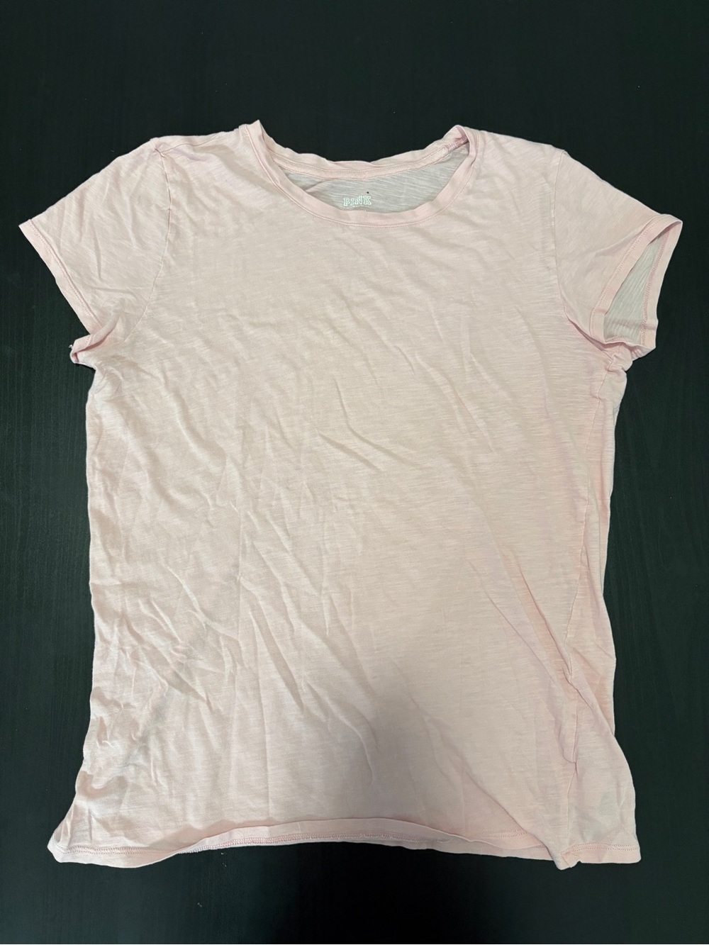 PINK Baby Pink Solid Cotton Crew Neck Short Sleeve Basic T-Shirt Women’s Size M